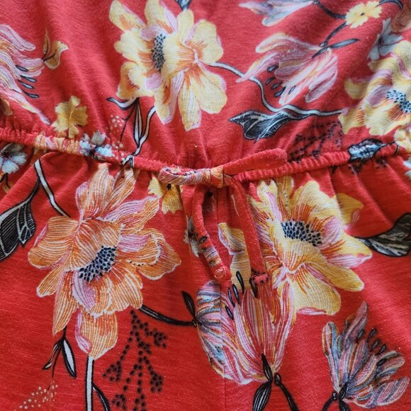 🌼 Mudd Rusty Red Floral Romper – Size XL (14), Adjustable Straps & Lace Detail - Picture 2 of 7